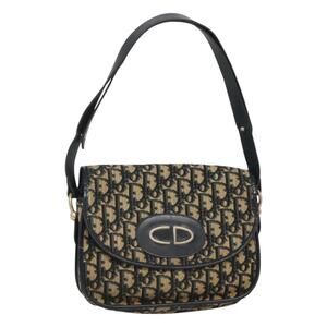 DIOR Trotter Canvas Shoulder Bag Navy Gold